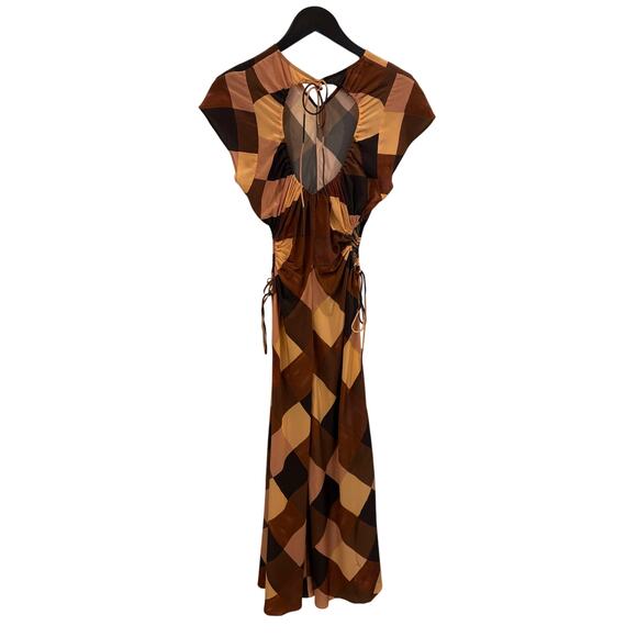 A.L.C. Amira Cutout Ruched Color-block Stretch-silk Dress - Picture 9 of 12